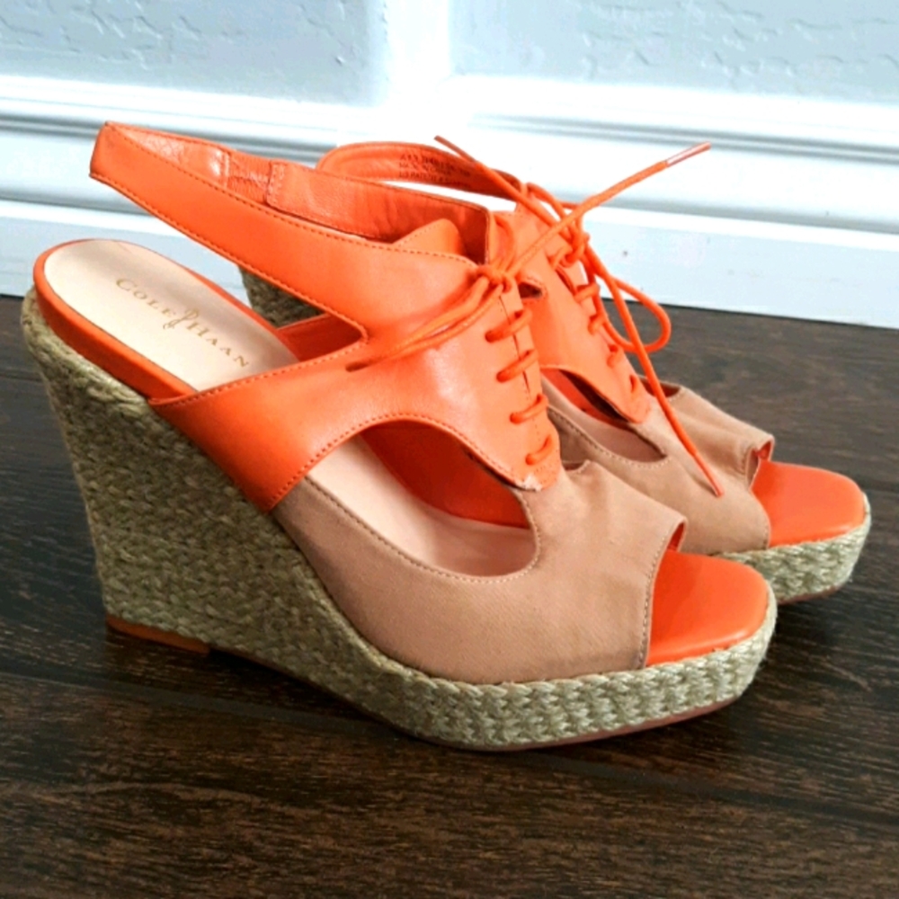 Cole Haan Nike Air Orange Heath Wedge sz 7